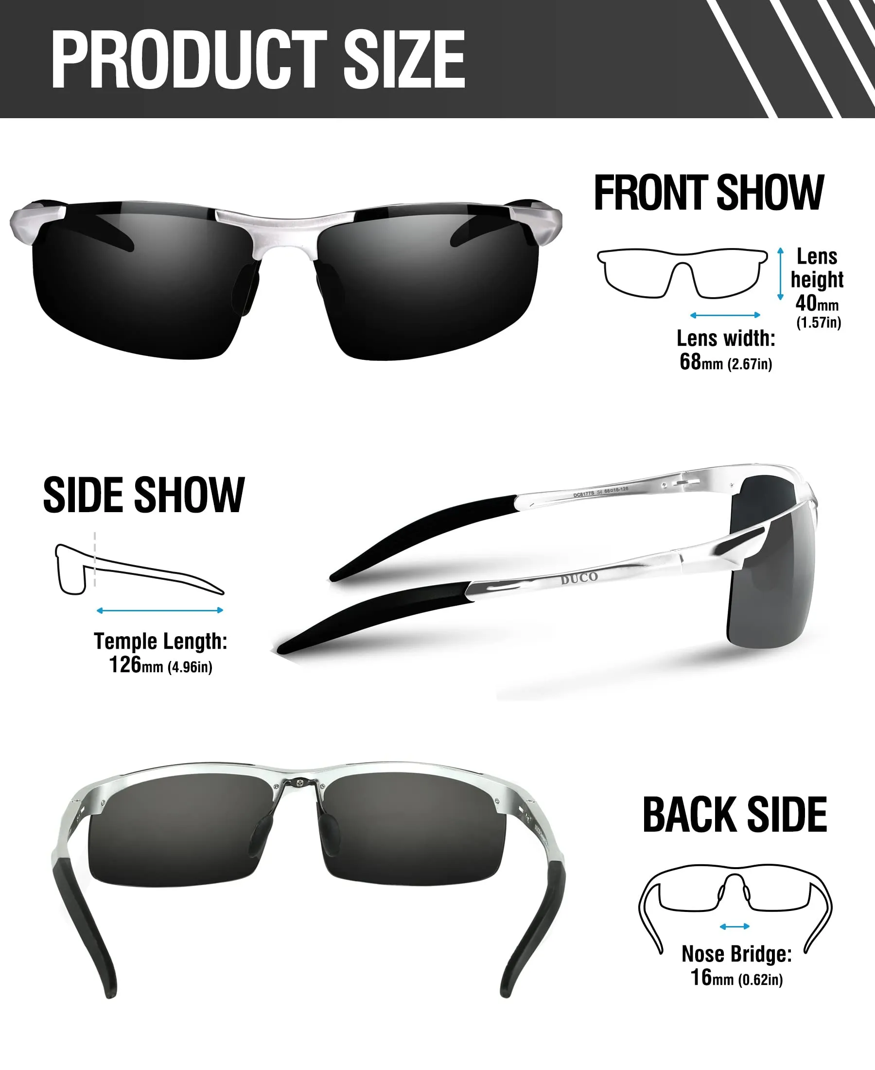 DUCO Men's Polarized Sunglasses for Fishing Driving 8177s