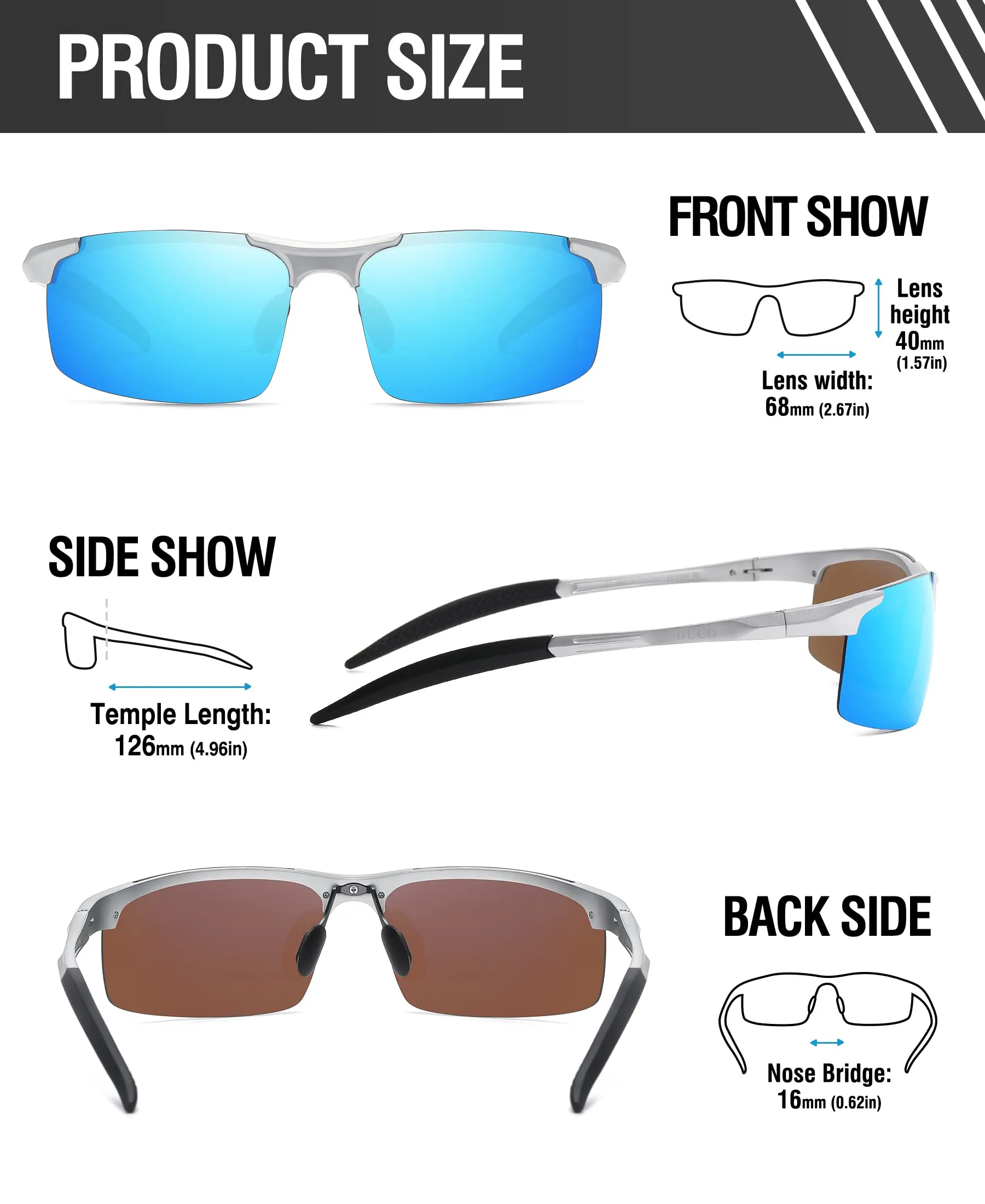 DUCO Men's Polarized Sunglasses for Fishing Driving 8177s