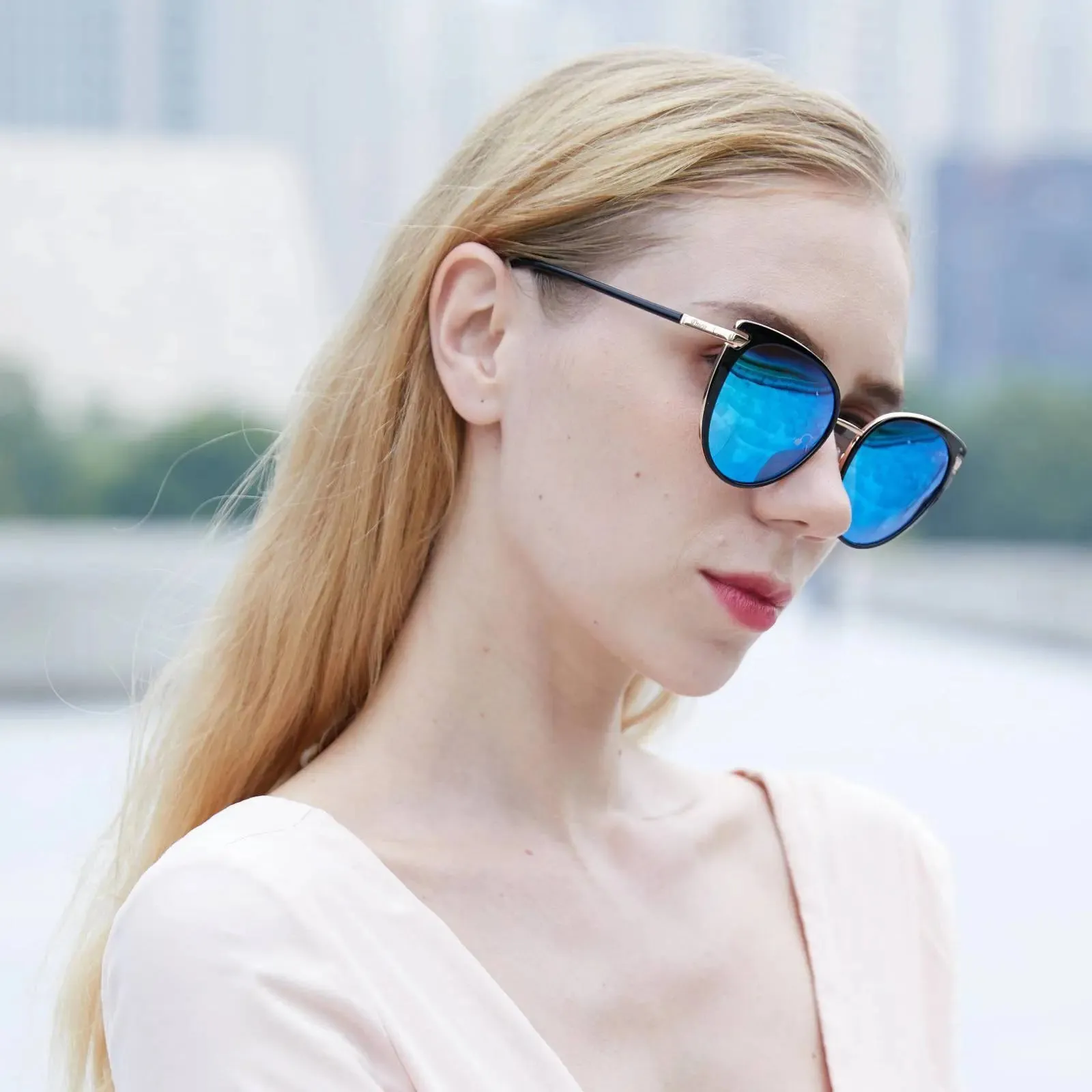 DUCO Oversized Cat Eye Sunglasses Retro Polarized Sun Glasses Designer Shades DC1222
