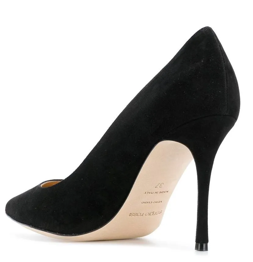 Godiva Black Suede Pump (10.5 cm heel) (carryover style)