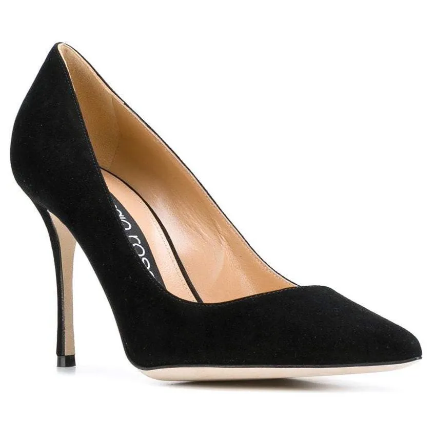 Godiva Black Suede Pump (10.5 cm heel) (carryover style)