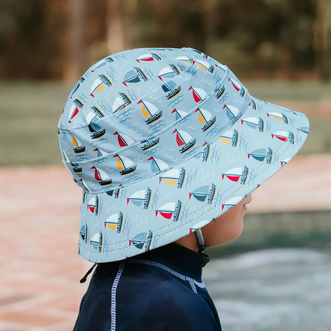 Kids Beach Bucket Swim Hat - Sails