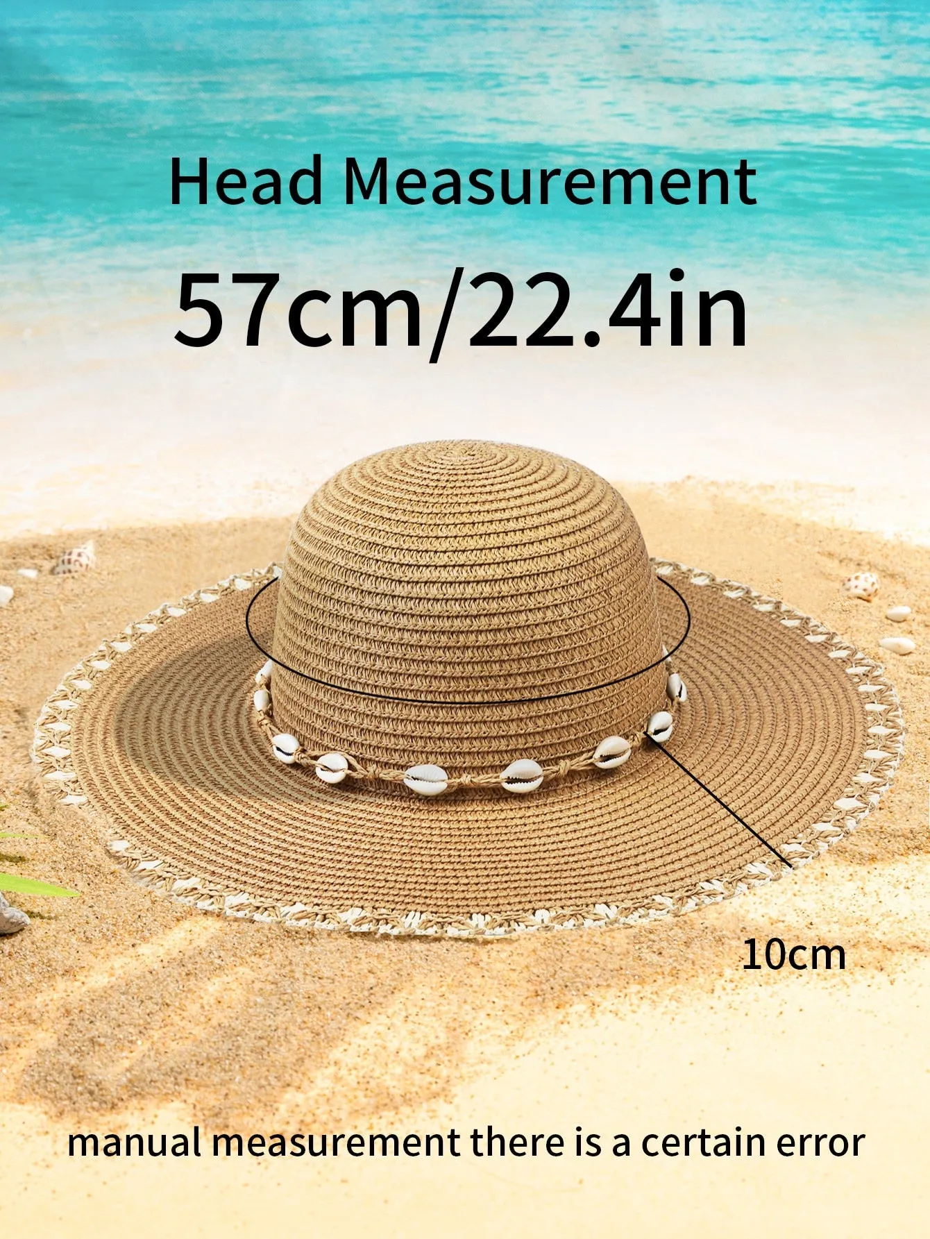 Shell Decor Straw Hat Boho Bow