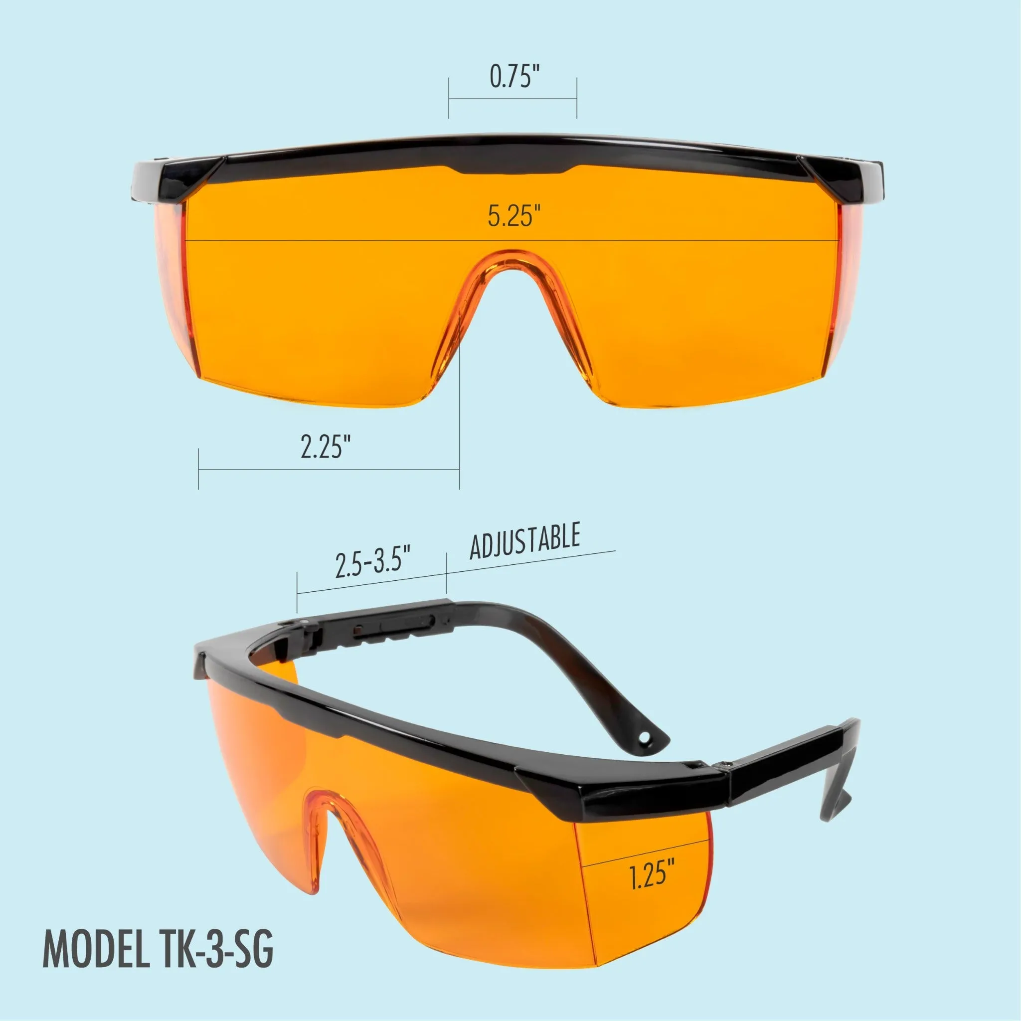 Yellow UV Light Safety Glasses - EN166 ANSI Z87.1, CE – UV 400